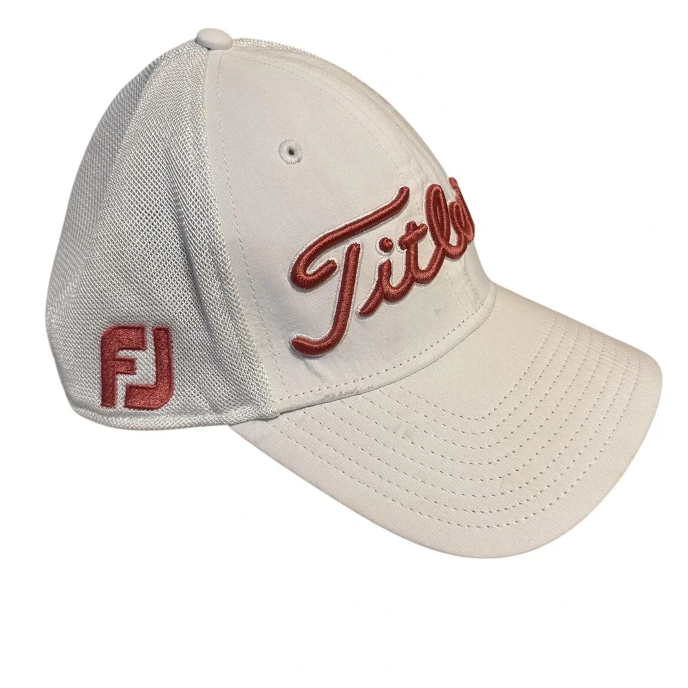 Titleist Hat‎ Cap Fitted Mens Large White Mesh Back Pro V1 Golf New Era